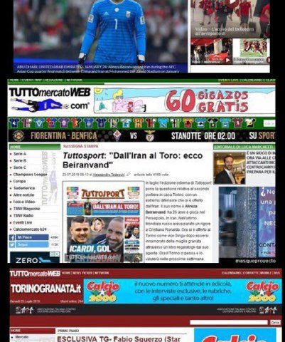 بازتاب پیوستن احتمالی بیرانوند به باشگاه تورینو در رسانه های ایتالیایی